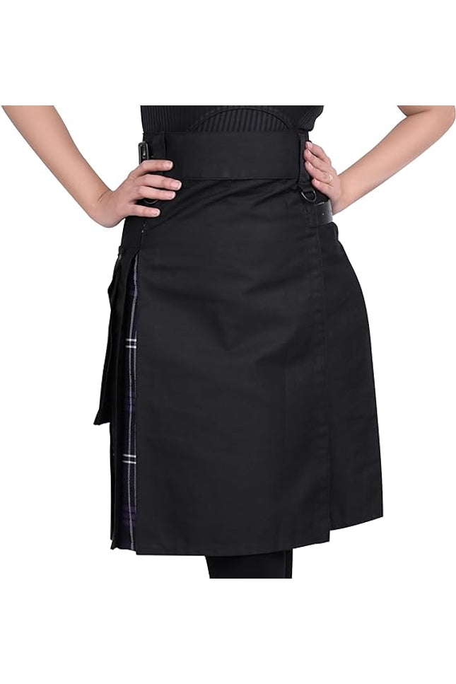 Women's Hybrid Utility Kilt Black| Heritage of Scotland | Big & Tall