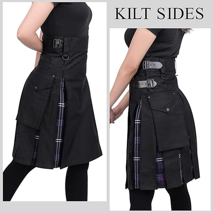 Women's Hybrid Utility Kilt Black| Heritage of Scotland | Big & Tall