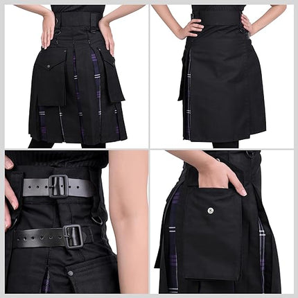 Women's Hybrid Utility Kilt Black| Heritage of Scotland