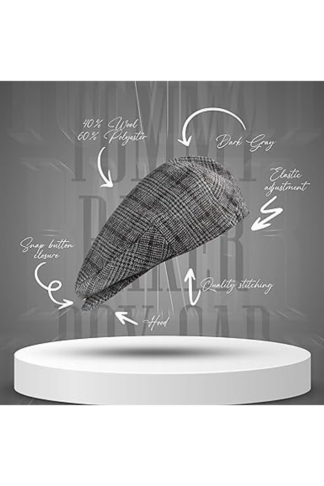 Gatsby Hat Blend Wool Vintage Flat Ivy Cabbie Cap | Charcoal Grey