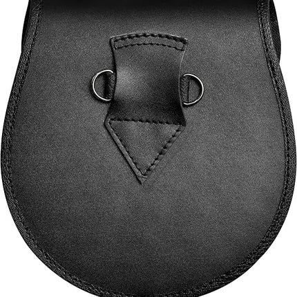 Semi Dress Leather Sporran w/ Thistle Badge I Black Plain