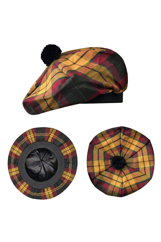 Tam O'Shanter Hat with Pompom | Black MacMillan Tartan