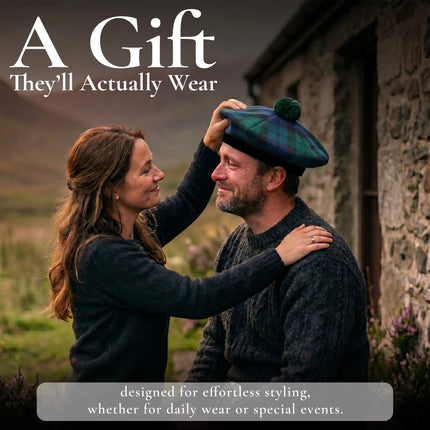 Tam O'Shanter Hat with Pompom | Black Watch Tartan