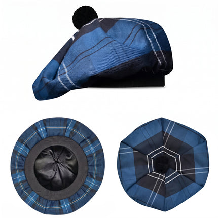 Tam O'Shanter Hat with Pompom | Blue Ramsay Tartan