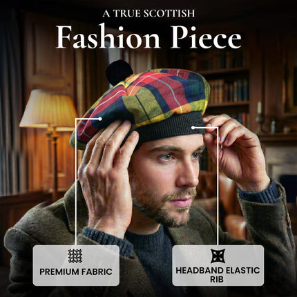 Tam O'Shanter Hat with Pompom | Buchanan Modern Tartan