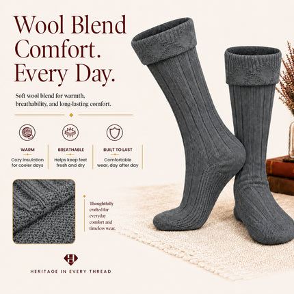 Comfortable Wool Blend Grey Kilt Hose | High-Quality Kilt Socks