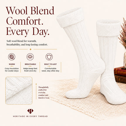 Comfortable Wool Blend White Kilt Hose | High-Quality Kilt Socks