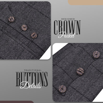 Charcoal Grey Crail Jacket & Vest  -  Italian Tweed Wool | Scottish Formalwear