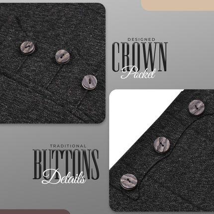 Charcoal Grey Crail Jacket and Vest - Self Check  -  Italian Tweed Wool | Scottish Formalwear