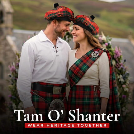 Tam O'Shanter Hat with Pompom | Cameron Red Tartan