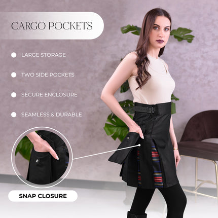 Women's Hybrid Utility Kilt | Black Stewart Tartan