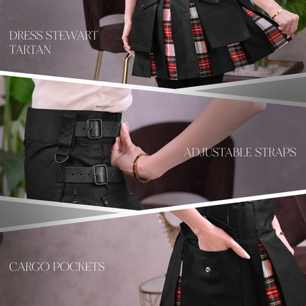 Women's Hybrid Utility Kilt | Dress Stewart Tartan