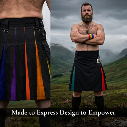 Rainbow Hybrid Utility Kilt for Men - Bold, Stylish and Inclusive Pride Apparel | Big & Tall