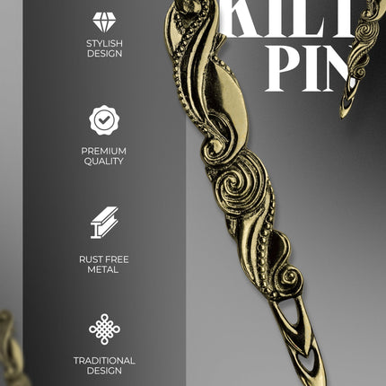 Scottish Kilt Pin for men | Swirl Pewter Antique