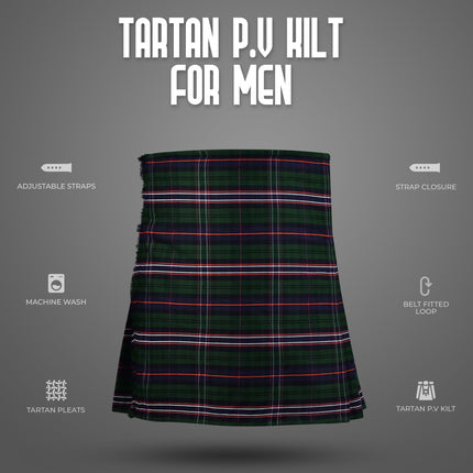 Kilt for Men I Scottish National Tartan Kilt Polyviscose 8 Yard Traditional Men Kilt