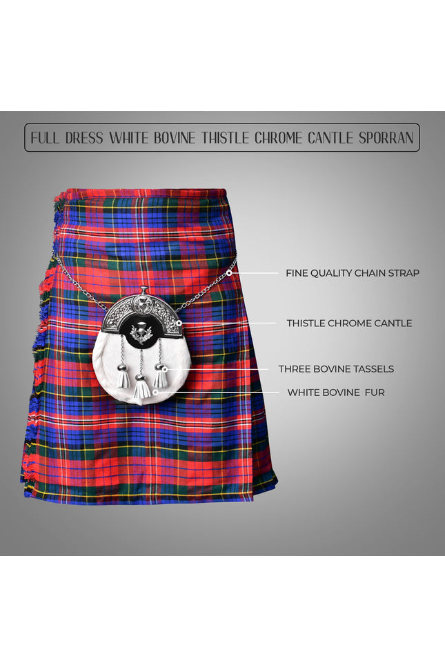 Formal White Bovine Sporran With Targe Leather Cantle