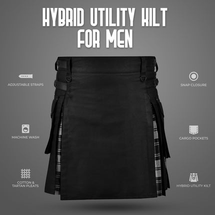 Grey Douglas Hybrid Utility Kilt for Men  - Traditional Style with Modern Functionality