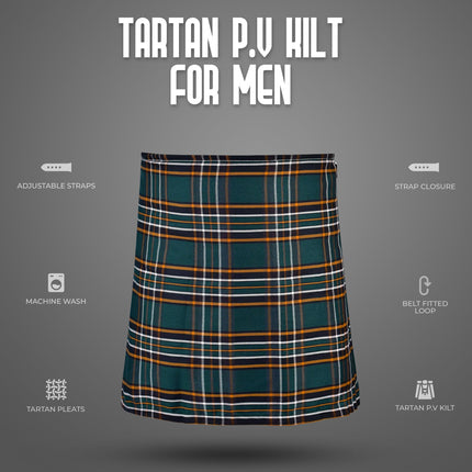 Kilt for Men I Irish Heritage Tartan Kilt Polyviscose 8 Yard Traditional Men Kilt