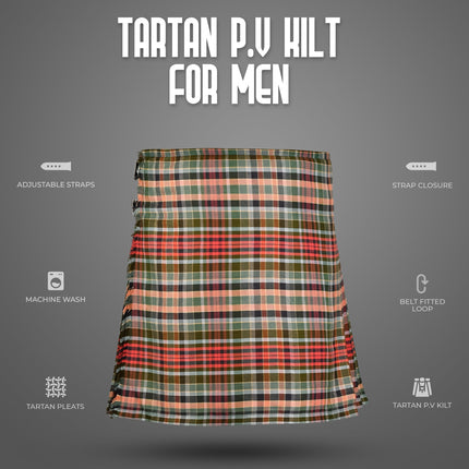 Kilt for Men I Gordon Weathered Red Tartan Kilt Polyviscose 8 Yard Traditional Men Kilt | Big & Tall