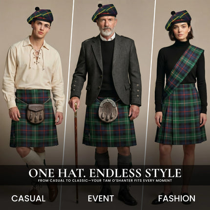 Tam O'Shanter Hat with Pompom | Farquharson Tartan