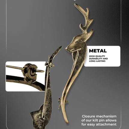 Scottish Kilt Pin for men | Stag Head Pewter Antique