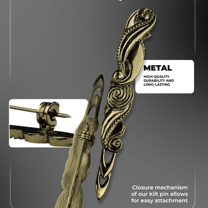 Scottish Kilt Pin for men | Swirl Pewter Antique