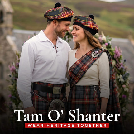 Tam O'Shanter Hat with Pompom | Firefighter Tartan