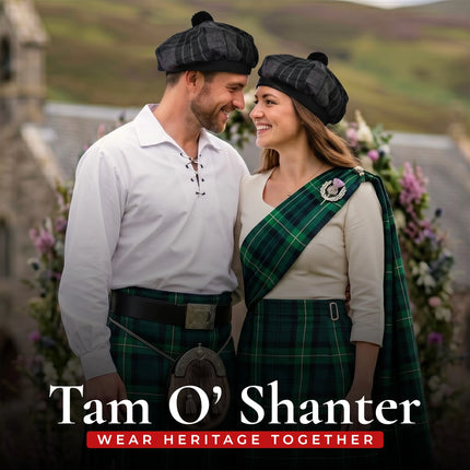 Tam O'Shanter Hat with Pompom | Gray Watch Tartan