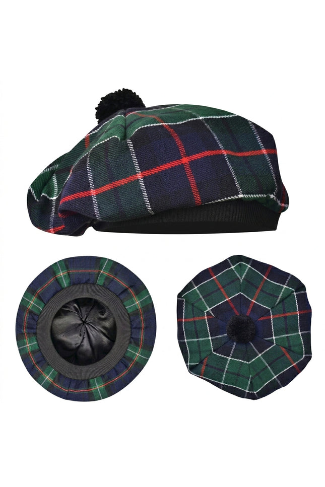 Tam O'Shanter Hat with Pompom | Green Leslie Tartan