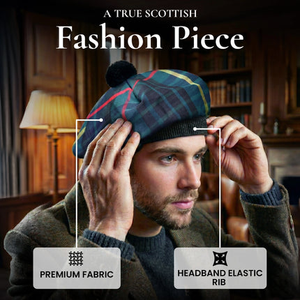 Tam O'Shanter Hat with Pompom | Hunting Stewart Tartan
