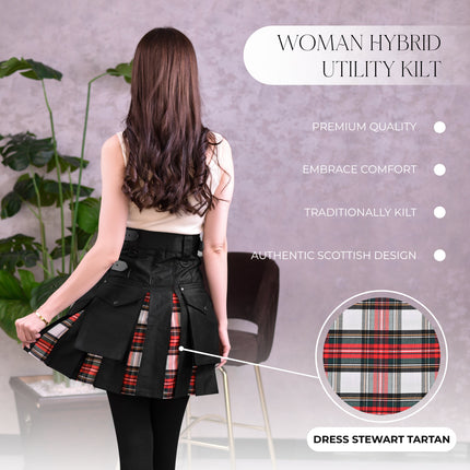 Women's Hybrid Utility Kilt | Dress Stewart Tartan