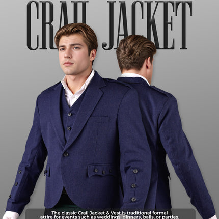 Blue Crail Jacket and Vest  -  Italian Tweed Wool | Scottish Formalwear