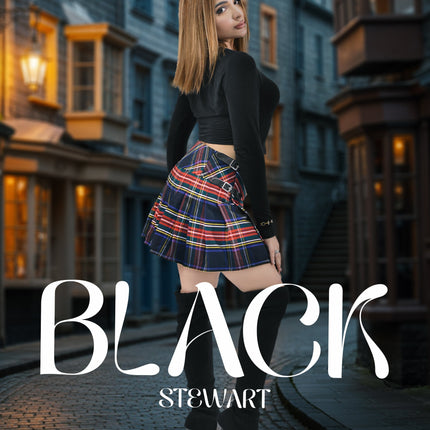 Women's Tartan Billie Skirt | Black Stewart