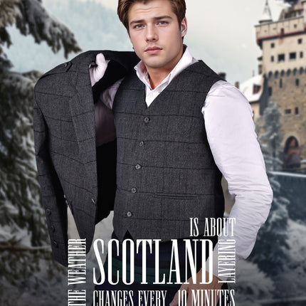 Grey Crail Jacket and Vest - Grey Check  -  Italian Tweed Wool | Scottish Formalwear