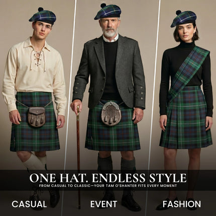Tam O'Shanter Hat with Pompom | Macneil Modern Tartan