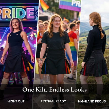 Women's Hybrid Utility Kilt | Rainbow Pride Kilt