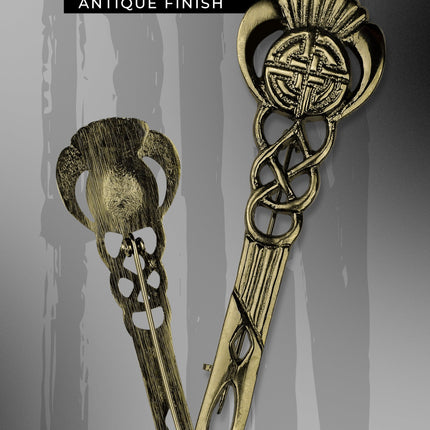 Scottish Kilt Pin for men | Celtic Thistle Pewter Antique