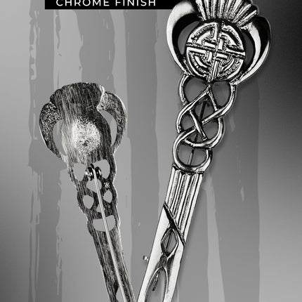 Scottish Kilt Pin for men | Celtic Thistle Pewter Chrome