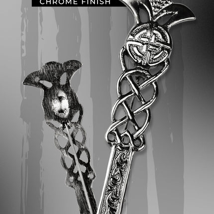 Scottish Kilt Pin for men | Gaelic Pewter Chrome