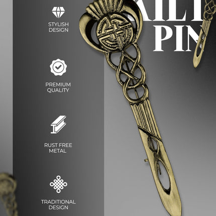 Scottish Kilt Pin for men | Celtic Thistle Pewter Antique