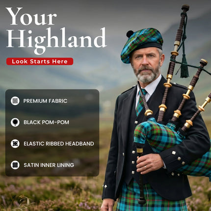 Tam O'Shanter Hat with Pompom | Robertson Hunting Tartan