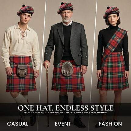 Tam O'Shanter Hat with Pompom | Royal Stewart Tartan