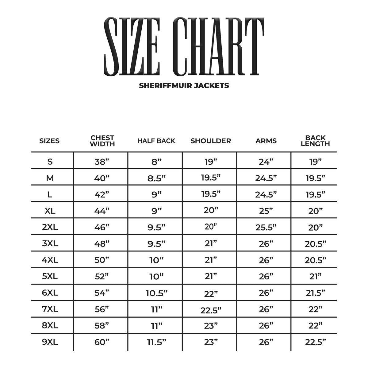 Size chart