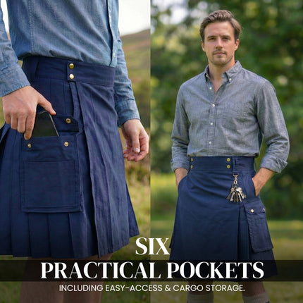 Phantom Modern Utility Kilt - Blue | Big & Tall