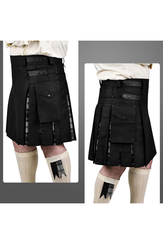 Grey Douglas Hybrid Utility Kilt for Men  - Traditional Style with Modern Functionality