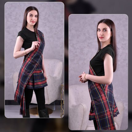 Women's Sash | Black Stewart Tartan