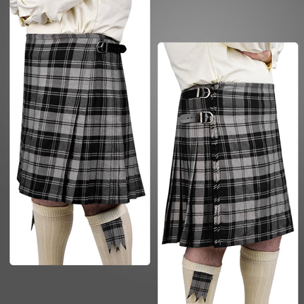Kilt for Men I Grey Douglas Tartan Kilt Polyviscose 8 Yard Traditional Men Kilt | Big & Tall