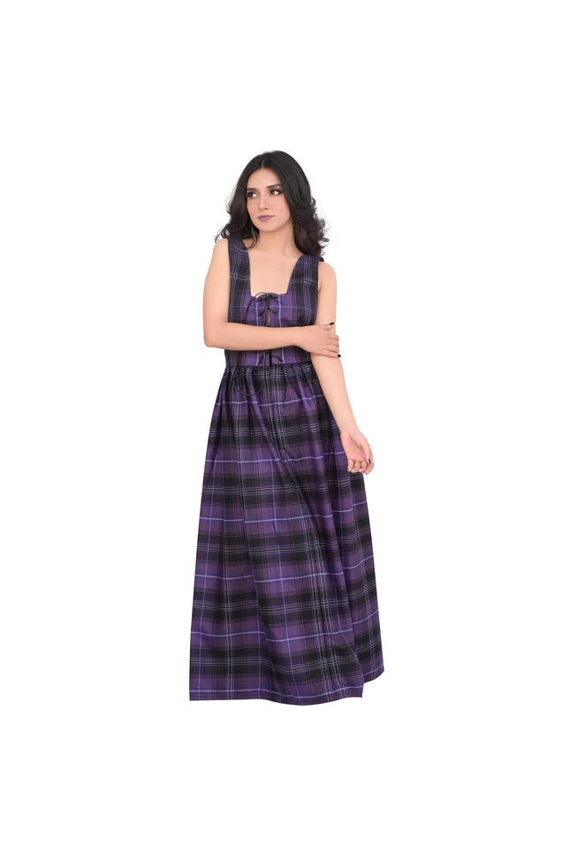 Women's Scottish Highland Dress - Long Tartan Dress | Passion of Scotland Purple