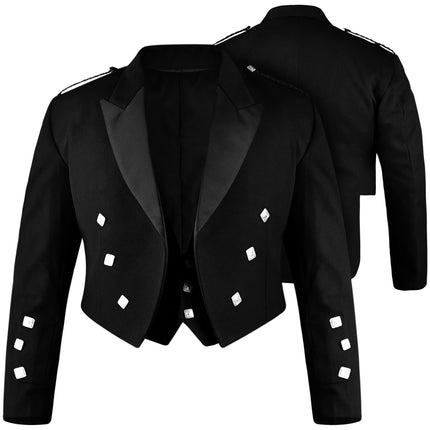 Black Prince Charlie Jacket & Vest -  Traditional Elegance with Modern Craftsmanship