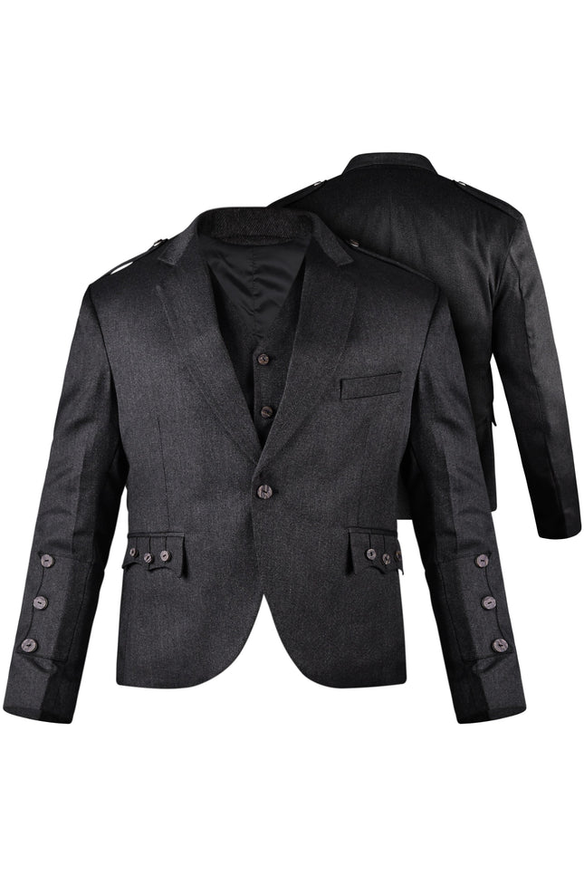 Charcoal Crail Jacket & Vest  -  Italian Tweed Wool | Scottish Formalwear